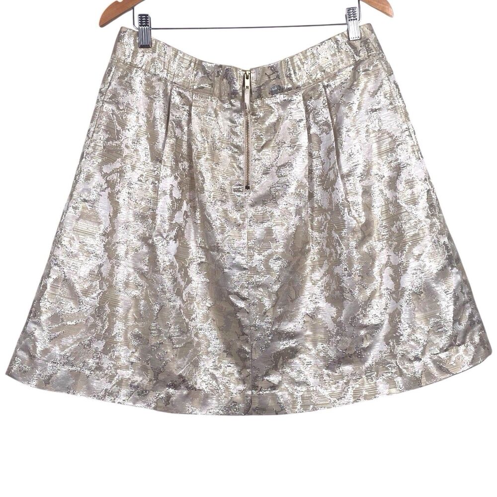 Anthropologie Maeve Rust Garden Brocade Mini Skirt Size Large Gold Silver EUC - Picture 4 of 16